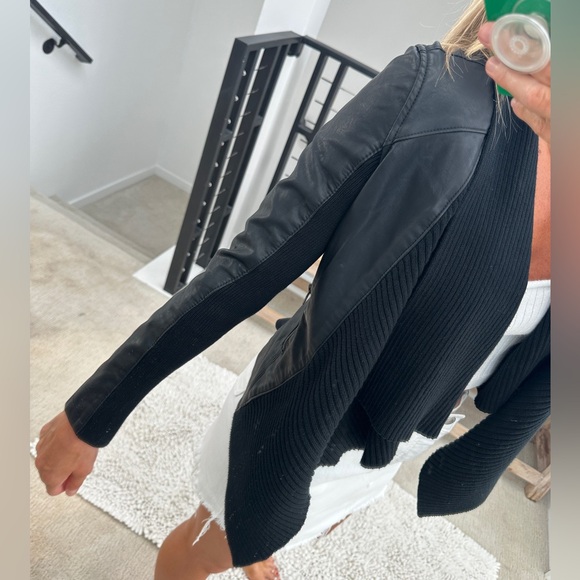 Blank NYC black leather zipper ribbed front detail jacket luxury fall casual XS - Picture 5 of 16